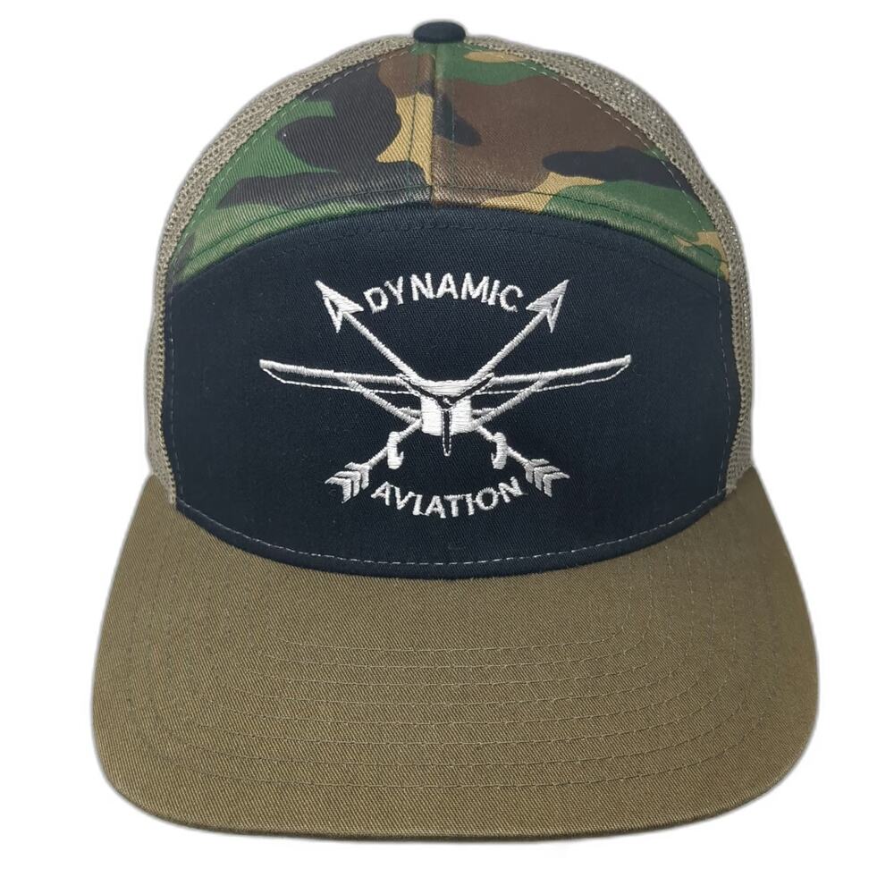 Richardson Trucker Hat Green Black One Size Dynamic Aviation Camo Mesh Plane